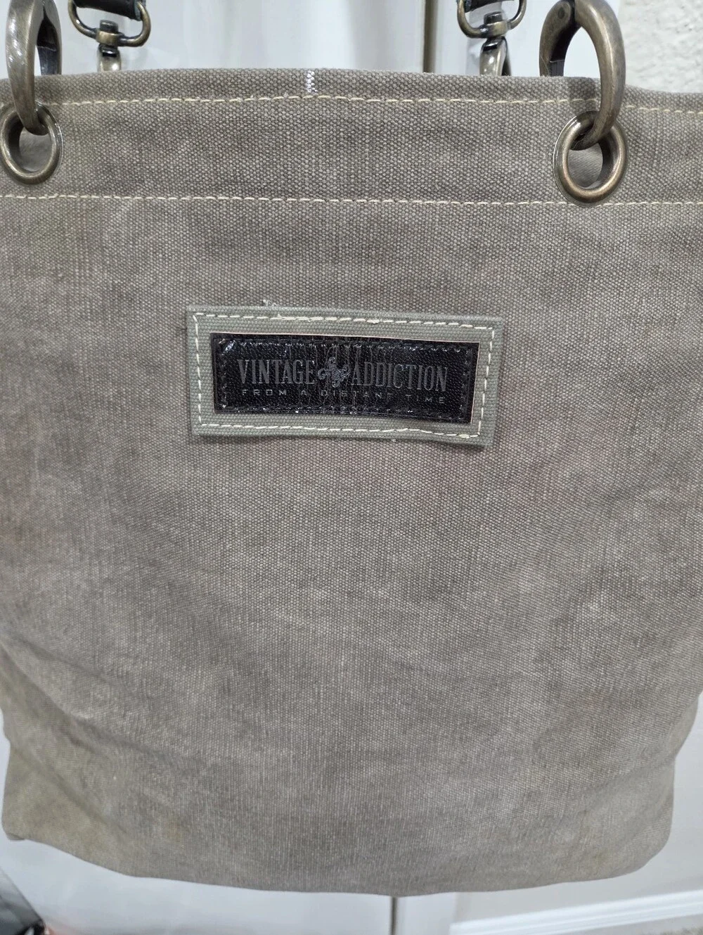 Vintage Addiction Canvas Messenger Bag Made With Army Tents Photo Patch - Tan